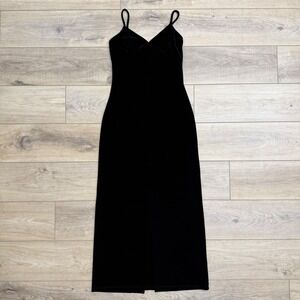 Vintage Hot Kiss Y2K 90s Black‎ Velvet Maxi Dress Sleeveless Whimsigoth Witchy